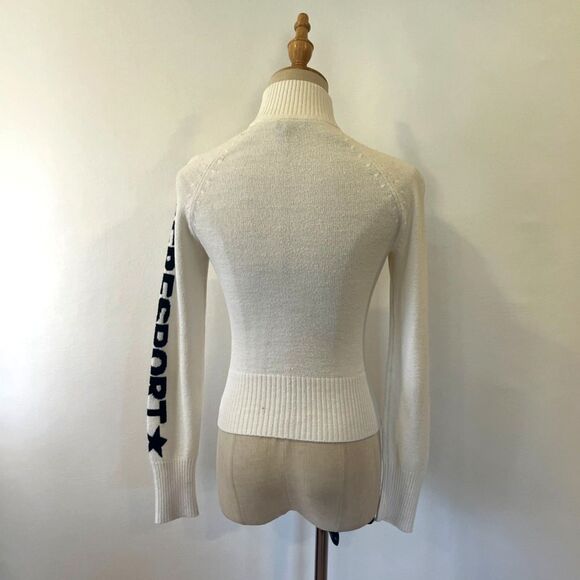 Bebe Sport Vintage Y2k Full Zip Mock Neck Sweater Pockets Spell Out Sleeve - Picture 3 of 9